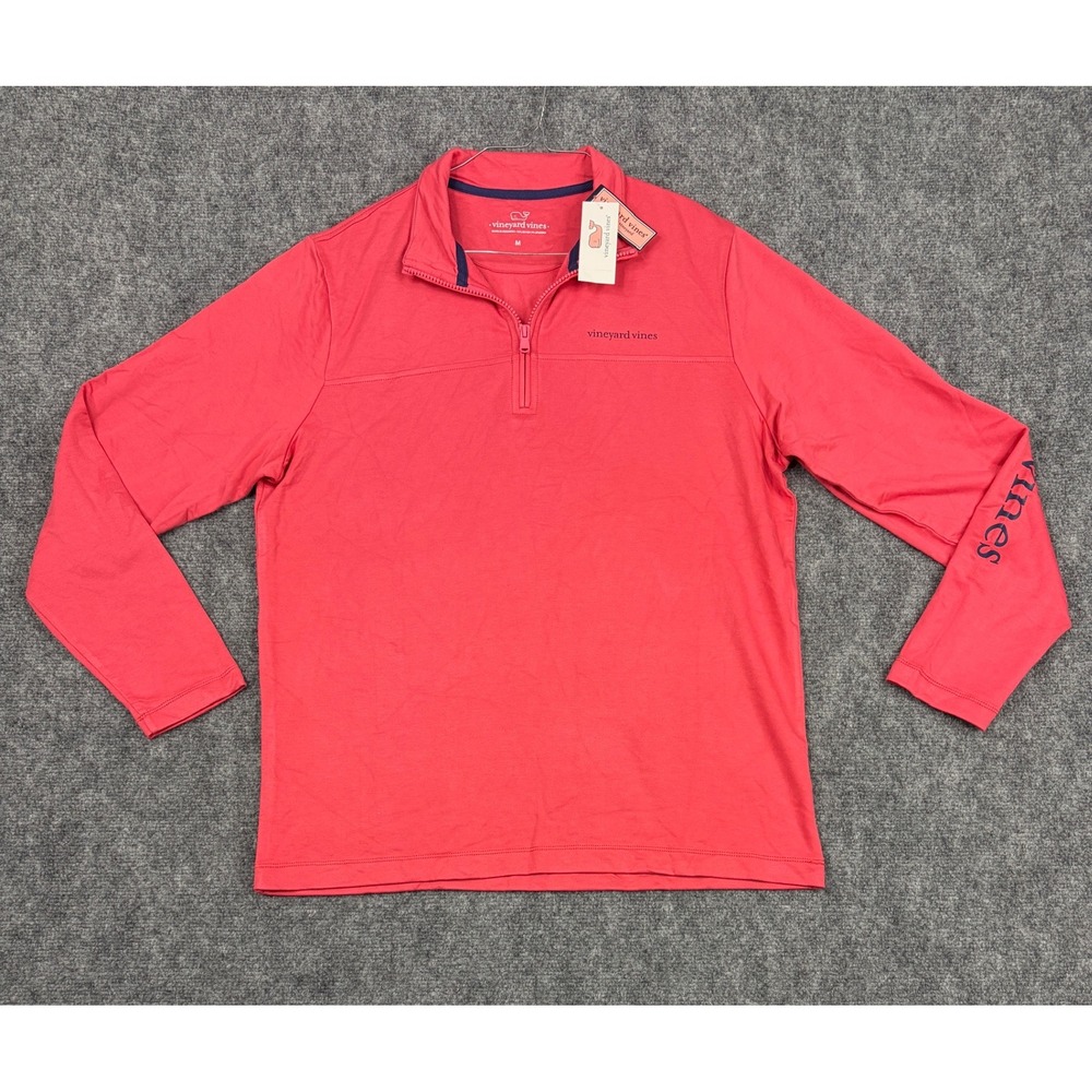 Vineyard Vines Mens Sankaty Quarter Zip Pullover Coral Pink Size M NWT